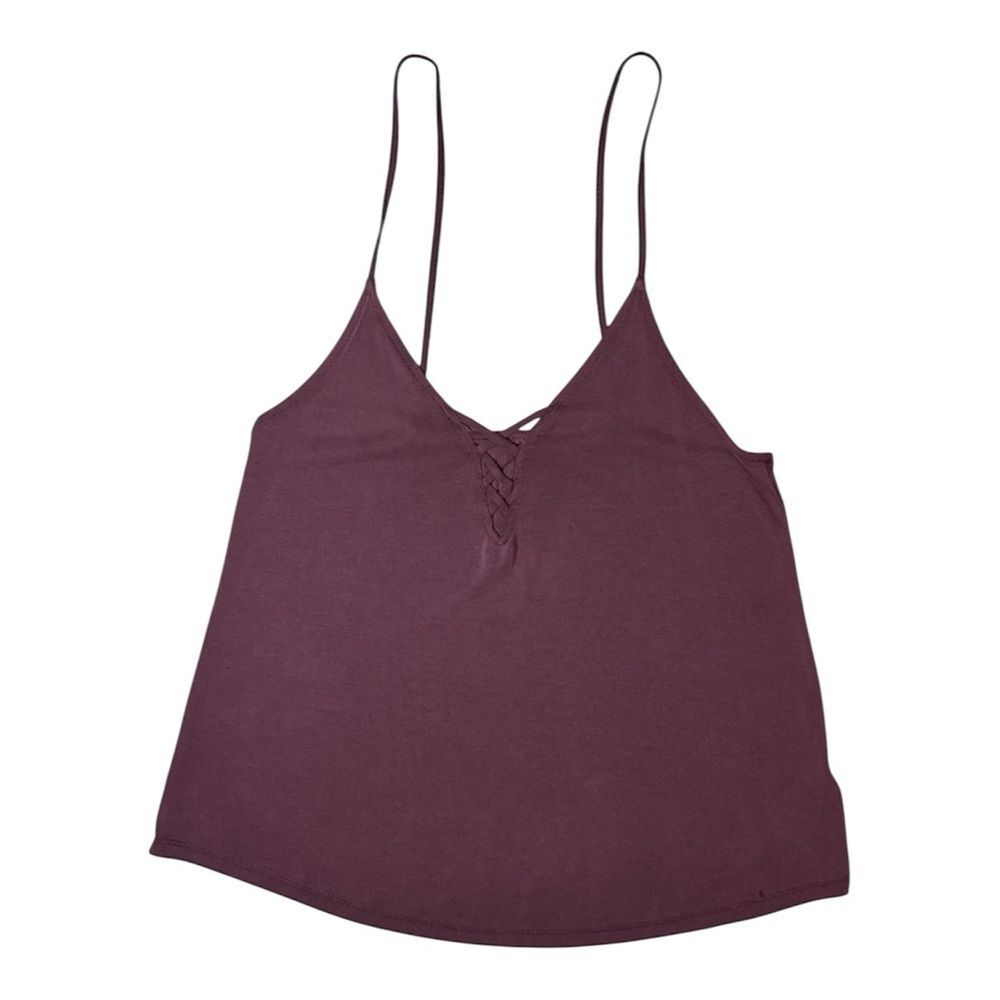 American Eagle Soft & Sexy Sueded Tank XS Plum Lace-Up Cami Spaghetti Strap